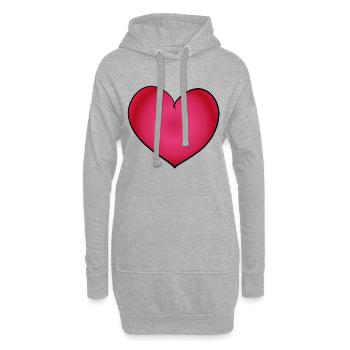 rotes Herz symbol pink - Hoodie-Kleid - Grau meliert - Vorne