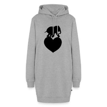 Tierliebe Herz Elefant - Hoodie-Kleid - Grau meliert - Vorne