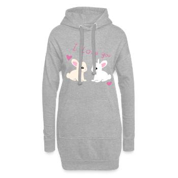 ich liebe dich hasen - Hoodie-Kleid - Grau meliert - Vorne