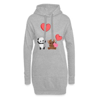 panda animal ours coeur doux - Sweat-shirt à capuche long Femme - gris chiné - Devant