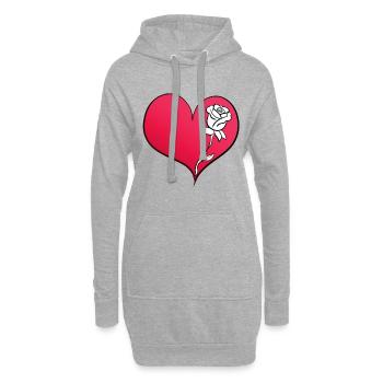 rose blume herz symbol pink - Hoodie-Kleid - Grau meliert - Vorne