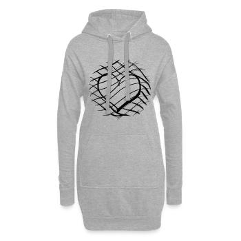 Motifs de croix Forme de symbole de cœur de croix - Sweat-shirt à capuche long Femme - gris chiné - Devant