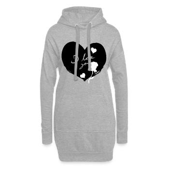 Coeur je t’aime fleurs Symbole de la Saint-Valentin - Sweat-shirt à capuche long Femme - gris chiné - Devant