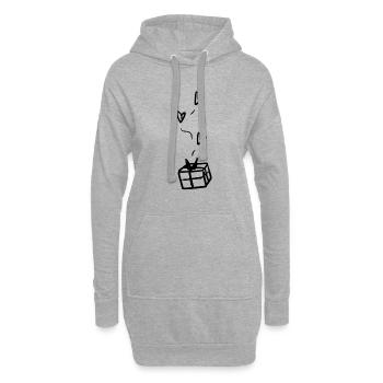 Symbole de forme de cadeau Cœurs de Noël - Sweat-shirt à capuche long Femme - gris chiné - Devant