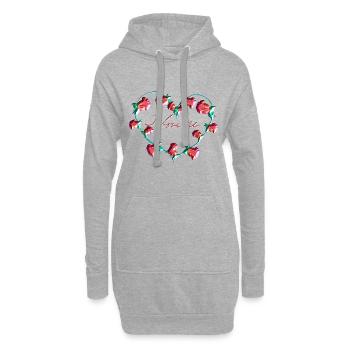 rote pflanzen herz blume ich liebe dich - Hoodie-Kleid - Grau meliert - Vorne
