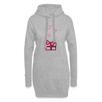 Symbole cadeau Donnez aux cœurs Noël - Sweat-shirt à capuche long Femme - gris chiné - Devant