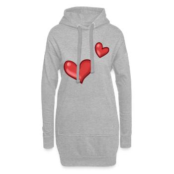 zwei rote herzen herz - Hoodie-Kleid - Grau meliert - Vorne