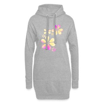fleurs jaunes motif forme fleurs - Sweat-shirt à capuche long Femme - gris chiné - Devant