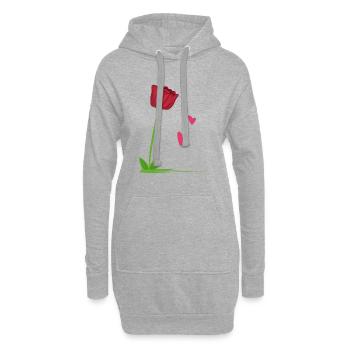 Cœurs de fleurs de rosier rouge - Sweat-shirt à capuche long Femme - gris chiné - Devant