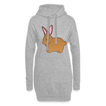 Lapin animal symbole mammifère brun - Sweat-shirt à capuche long Femme - gris chiné - Devant