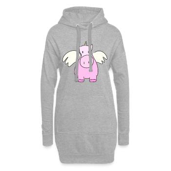 Einhorn Tier Cartoon Pferd - Hoodie-Kleid - Grau meliert - Vorne
