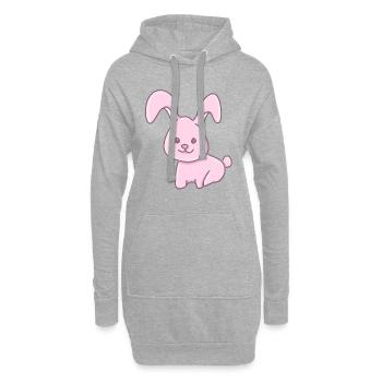 Symbole animal lapin rose doux - Sweat-shirt à capuche long Femme - gris chiné - Devant