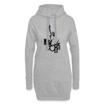 New York City Apparel Design avec Statue Liberty - Sweat-shirt à capuche long Femme - gris chiné - Devant