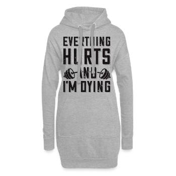 Bodybuilder disant que tout me fait mal barbell - Sweat-shirt à capuche long Femme - gris chiné - Devant