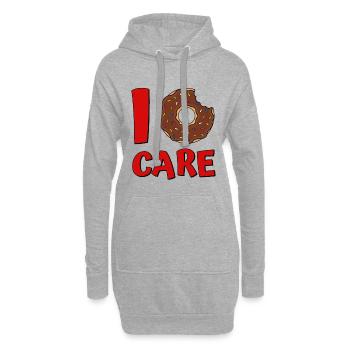 Donut disant I Care Donut en rouge - Sweat-shirt à capuche long Femme - gris chiné - Devant