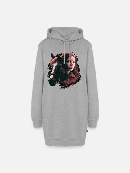 Pferdemädchen - Hoodie-Kleid - Grau meliert