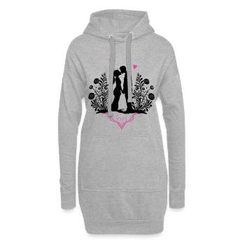Küssendes Liebespaar Valentinstag Liebe - Hoodie-Kleid - Grau meliert - Vorne