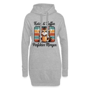 Cat Coffee Retro Coffee Break - Hoodie Dress - heather grey - Front