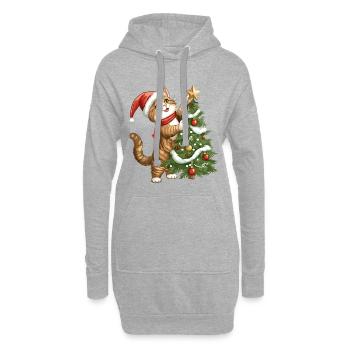 Chat Arbre de Noël Noël Noël Mignon Drôle - Sweat-shirt à capuche long Femme - gris chiné - Devant