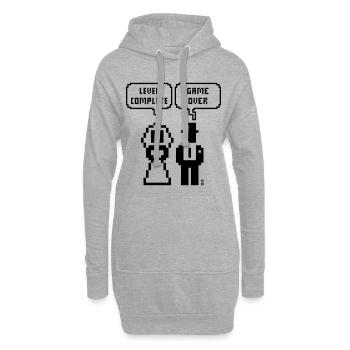 Niveau Terminé – Game Over (JGA / Pixel / Bold B) - Sweat-shirt à capuche long Femme - gris chiné - Devant