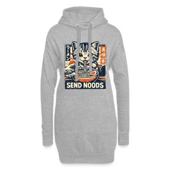 Ramen Katze Send Noods - Hoodie-Kleid - Grau meliert - Vorne