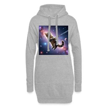 Katze im All - Hoodie-Kleid - Grau meliert - Vorne