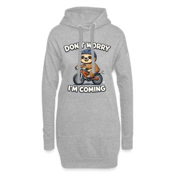 Faultier Fahrrad Geburtstag Geschenk - Hoodie-Kleid - Grau meliert - Vorne