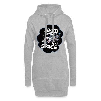 Voyage spatial disant : j’ai besoin de mon espace - Sweat-shirt à capuche long Femme - gris chiné - Devant