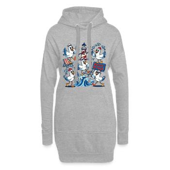 Ostsee Urlaub Möwe Leuchtturm - Hoodie-Kleid - Grau meliert - Vorne