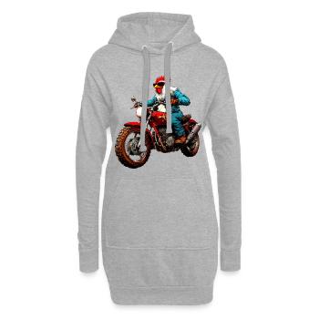 Huhn Motorrad - Hoodie-Kleid - Grau meliert - Vorne