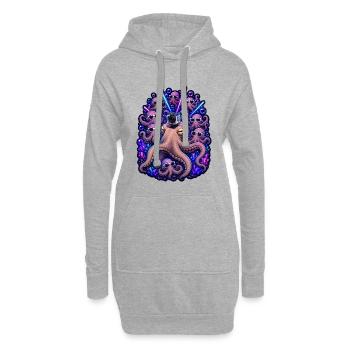 Neon Octopus Rave Kamerateam - Hoodie-Kleid - Grau meliert - Vorne