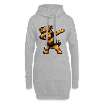 Dab du terrier Airedale - Sweat-shirt à capuche long Femme - gris chiné - Devant