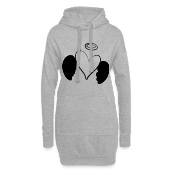engel herz liebe symbol flügel - Hoodie-Kleid - Grau meliert - Vorne