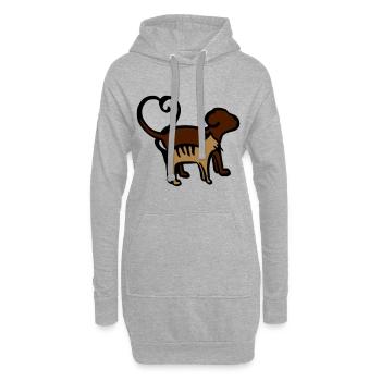 Chien et chat coeur / chat - chien - coeur - animaux - Sweat-shirt à capuche long Femme - gris chiné - Devant