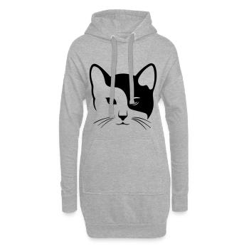 Chat, chats, chat, tête, visage, gueule de bois - Sweat-shirt à capuche long Femme - gris chiné - Devant