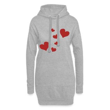 rote Herzen Muster rot Symbol liebe - Hoodie-Kleid - Grau meliert - Vorne