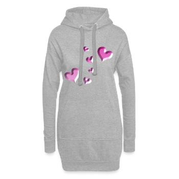 rosa herzen muster glitzer - Hoodie-Kleid - Grau meliert - Vorne