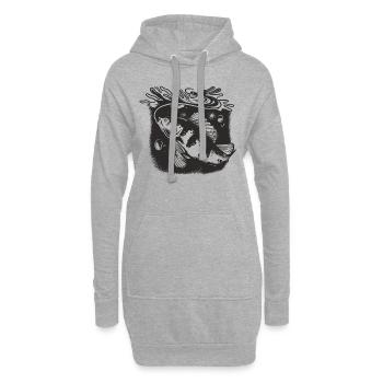 Pêcheurs et pêcheurs Accessoires de pêche Motif Canne à pêche - Sweat-shirt à capuche long Femme - gris chiné - Devant