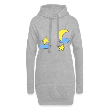 wolken sterne mond himmel nacht - Hoodie-Kleid - Grau meliert - Vorne