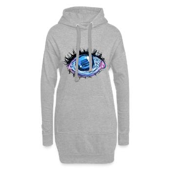 auge symbol bewusstsein träumen blau - Hoodie-Kleid - Grau meliert - Vorne