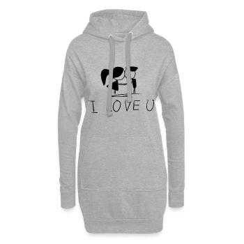 Je t’aime le couple de la Saint-Valentin - Sweat-shirt à capuche long Femme - gris chiné - Devant