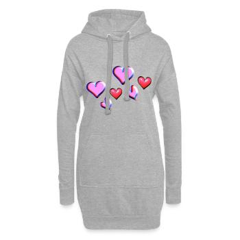 symbole de motif de cœur de cœur de cœur rose - Sweat-shirt à capuche long Femme - gris chiné - Devant