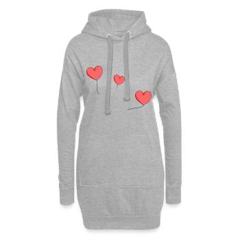 ballon rouge trois cœurs - Sweat-shirt à capuche long Femme - gris chiné - Devant
