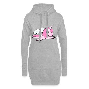 Einhorn Tier Pink Symbol Engel Flügel - Hoodie-Kleid - Grau meliert - Vorne