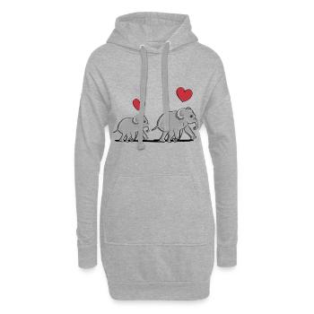 éléphant famille mère bébé cœur animal symbole - Sweat-shirt à capuche long Femme - gris chiné - Devant