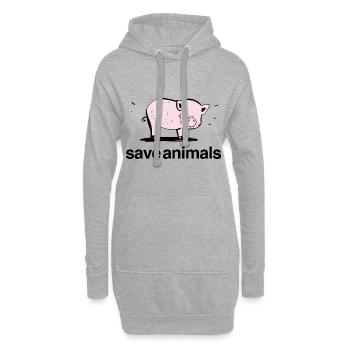 pinkes Schwein Baby Tier rette Tiere - Hoodie-Kleid - Grau meliert - Vorne