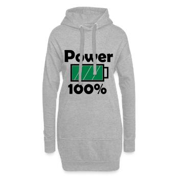 Power 100% mit vollem Akku-Symbol - Hoodie-Kleid - Grau meliert - Vorne