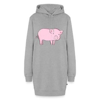 Cochon de dessin animé rose symbole animal - Sweat-shirt à capuche long Femme - gris chiné - Devant