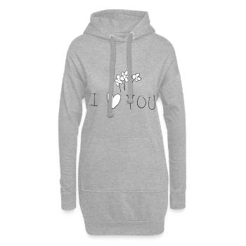 Je t’aime symbole fleurs de la Saint-Valentin - Sweat-shirt à capuche long Femme - gris chiné - Devant
