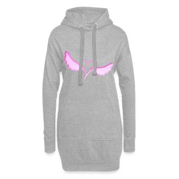 Le cœur d’oiseau vole rose paillettes amour - Sweat-shirt à capuche long Femme - gris chiné - Devant